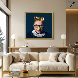 Poster Ruth Bader Ginsburg com Dourada Coroa