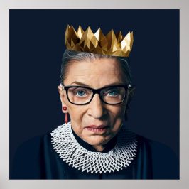 Poster Ruth Bader Ginsburg com Dourada Coroa