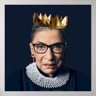 Poster Ruth Bader Ginsburg com Dourada Coroa