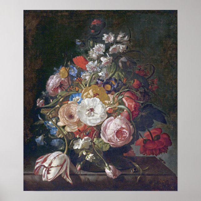 Poster Ruysch - Buquê de Flores em um Vaso de Vidro (Frente)