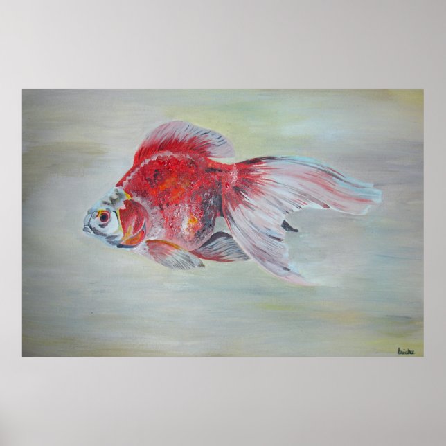 Poster Ryukin Goldfish — Pintura em acrílico (Frente)
