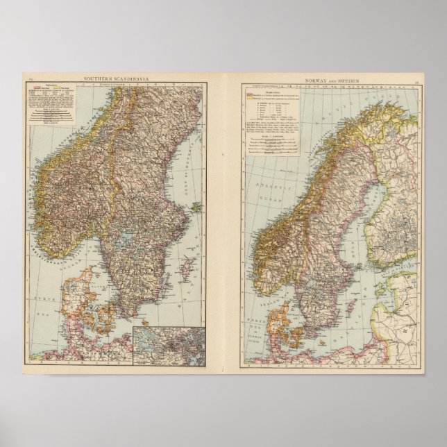 Pôster S Escandinávia, Noruega, Suecia (Frente)