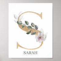 S Monograma Floral Personalizado