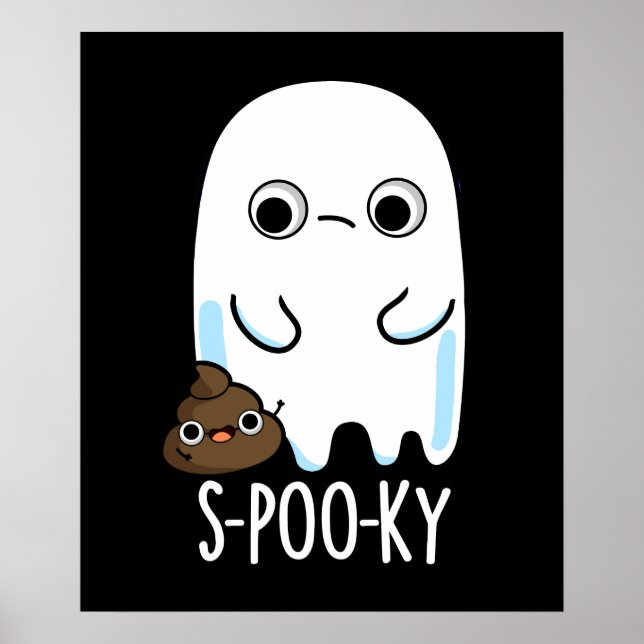 Poster S-Poo-ky Engraçado Ghost Poop Dark BG (Frente)