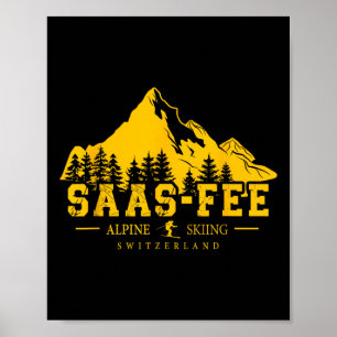 Poster Saas-fee Suíça Estação de Esqui Esqui Alpino Suíço