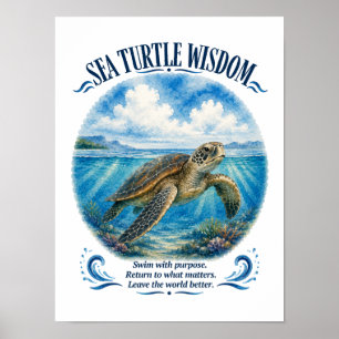 Poster Sabedoria da Tartaruga Marinha Sob as Ondas