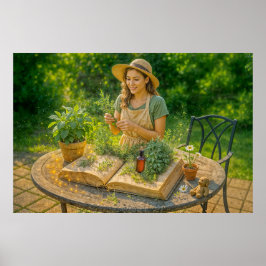 Poster Sabedoria de ervas do antigo livro botânico