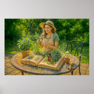 Poster Sabedoria de ervas do antigo livro botânico