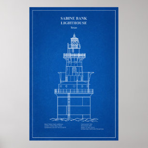 Poster Sabine Bank Lighthouse - Texas - AD
