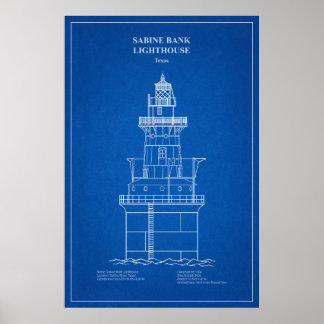 Poster Sabine Bank Lighthouse - Texas - AD