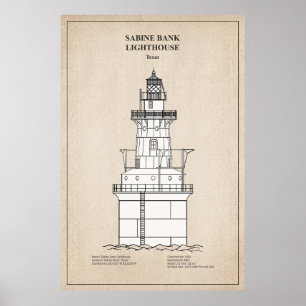 Poster Sabine Bank Lighthouse - Texas - SBD