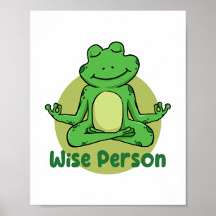 Poster Sábio Kawaii sapo engraçado fazendo poses ioga