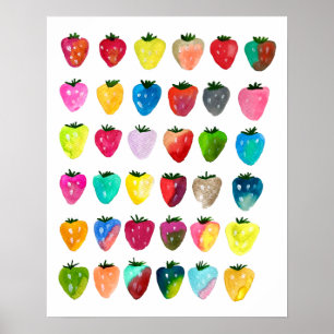 Poster Sabor doce de morango, cor-de-água branca