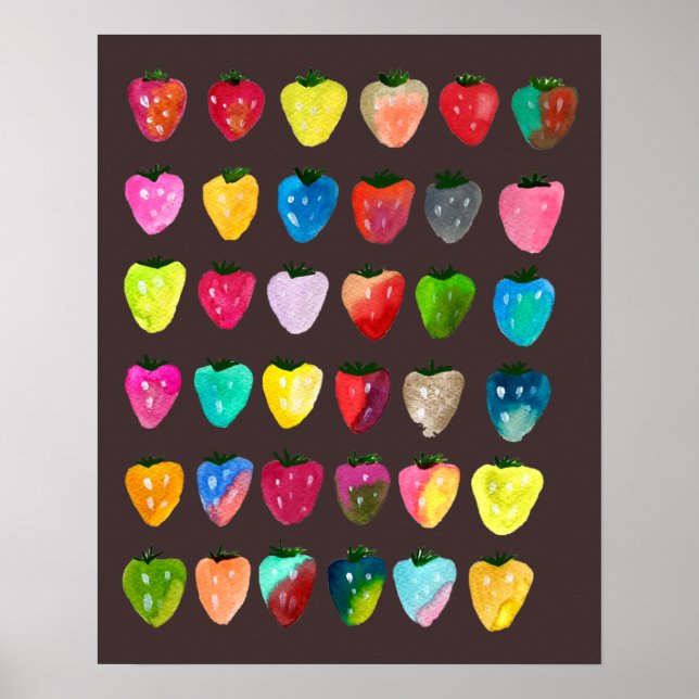 Poster Sabor doce de morango, cor-de-água branca (Frente)