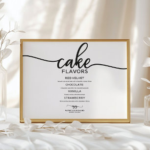 Poster Sabores de Bolo Sinal de Caligrafia Preto e Branco