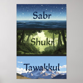 Poster Sabr, Shukr, Tawakkul | Modern Muslim Home Gift Po