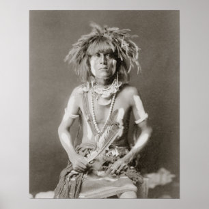 Poster Sacerdote de Cobra Indiano, 1910. Foto Antiga