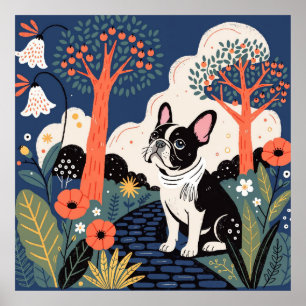 Poster Saco de compras reutilizável de bulldog francês mo