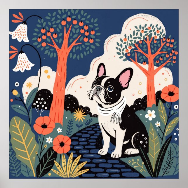 Poster Saco de compras reutilizável de bulldog francês mo (Frente)