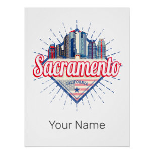 Pôster Sacramento California EUA Skyline EUA