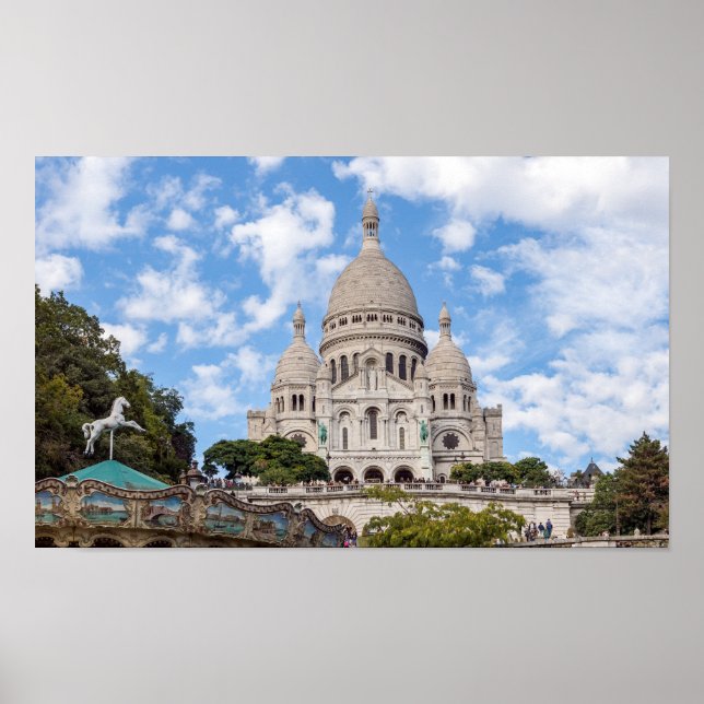 Poster Sacre Coeur em Montmartre hill - Paris, França (Frente)