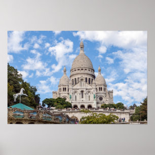 Poster Sacre Coeur on Montmartre Hill - Paris, França