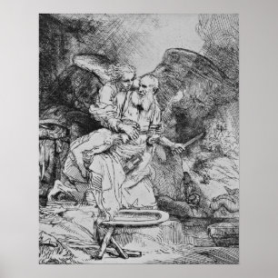 Poster Sacrifício de Abraão - Rembrandt - c1655