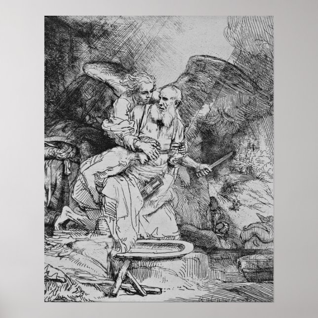 Poster Sacrifício de Abraão - Rembrandt - c1655 (Frente)