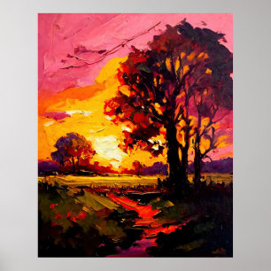 Poster Sad Meadow Sunset Fine Art