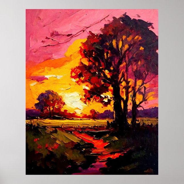Poster Sad Meadow Sunset Fine Art (Frente)