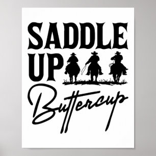 Poster Saddle ButterCup Cowboy Cowgirl Southern Wester