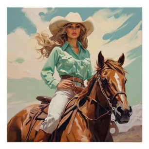 Pôster Saddle Stitch: Arte de Muro de Cowgirl