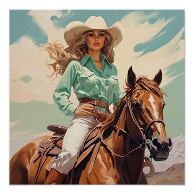 Pôster Saddle Stitch: Arte de Muro de Cowgirl (Frente)