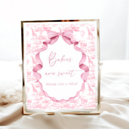 Poster Safari Animais Rosa Toile de Jouy Bebês são Doce