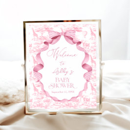 Poster Safari Animais Toile de Jouy Chá de fraldas Bem-vi