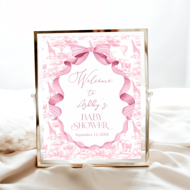 Poster Safari Animais Toile de Jouy Chá de fraldas Bem-vi (Criador carregado)