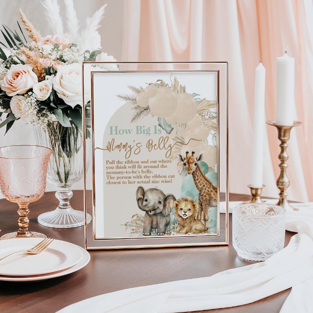 Poster Safari animal Boho Oh Chá de fraldas Mãe Belly (Criador carregado)