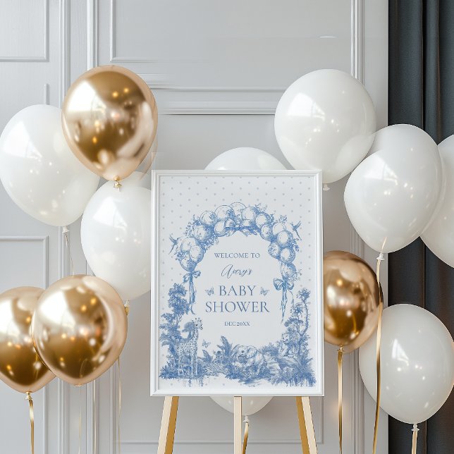 Poster Safari Animal Dusty Blue Toile Baby Boy Chá (Criador carregado)