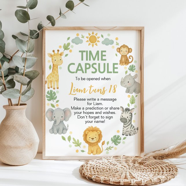 Poster Safari Jungle Animals Birthday Time Capsule Sign (Criador carregado)