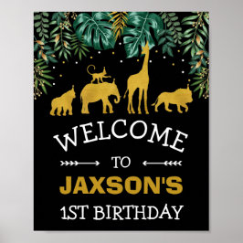 Poster Safari Jungle WILD ONE Tropical Birthday Bem-vindo