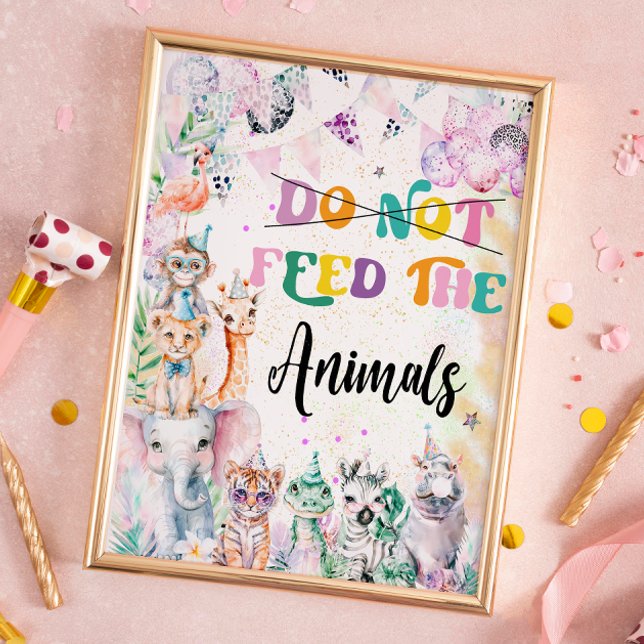 Poster Safari Não Alimente a Festa de aniversário dos Ani (Criador carregado)