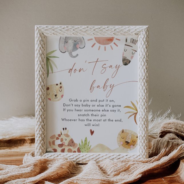 Poster SAFARI Não Diga Sinal de Jogo de Bebê (Criador carregado)