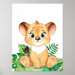Poster Safari No Cubo Leão Da Selva