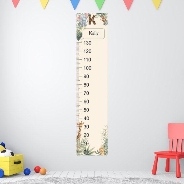 Poster Safari Personalized Name Monogram K Growth Chart (Criador carregado)