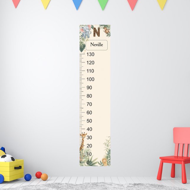 Poster Safari Personalized Name Monogram N Growth Chart (Criador carregado)
