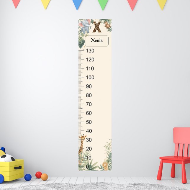Poster Safari Personalized Name Monogram X Growth Chart (Criador carregado)