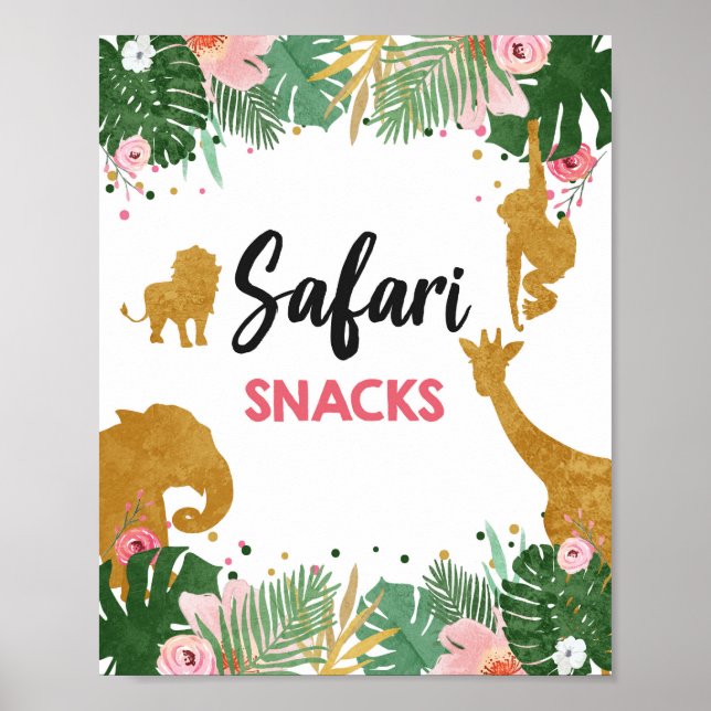 Poster Safari Snacks de Comida Bicicleta Sinal de Nascime (Frente)