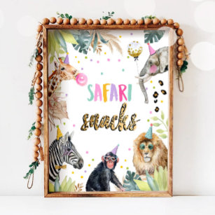 Poster Safari Snacks Safari - Sinal de Aniversário de Ani