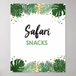 Poster Safari Snacks Sinal de Aniversário Tropical Safari