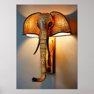 Poster "Safari Splendor: Elephant Trunk Wall Lamp Fixatio